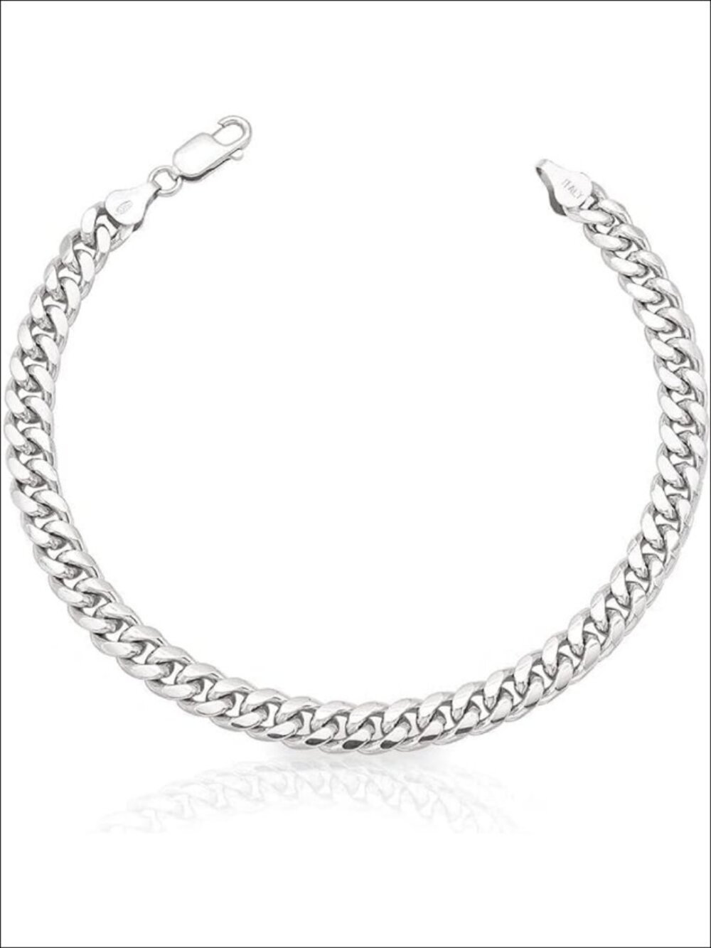 925 Sterling Silver Cuban Link Chain Bracelet 5mm Italian Craftsmanship
